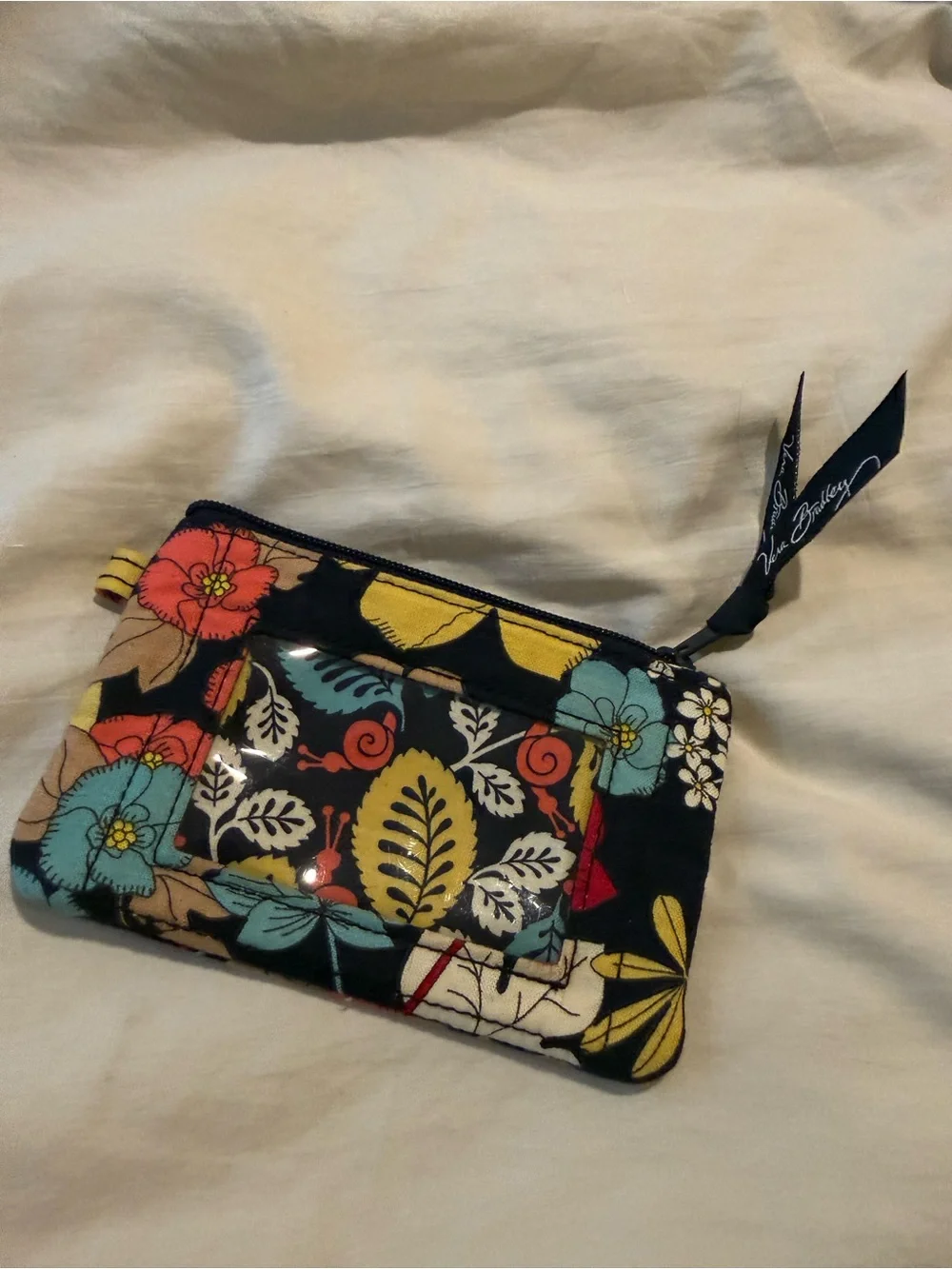 Vera Bradley Floral Zip ID Coin Purse Card Holder